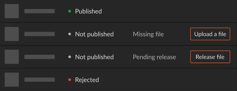 Project statuses and actions