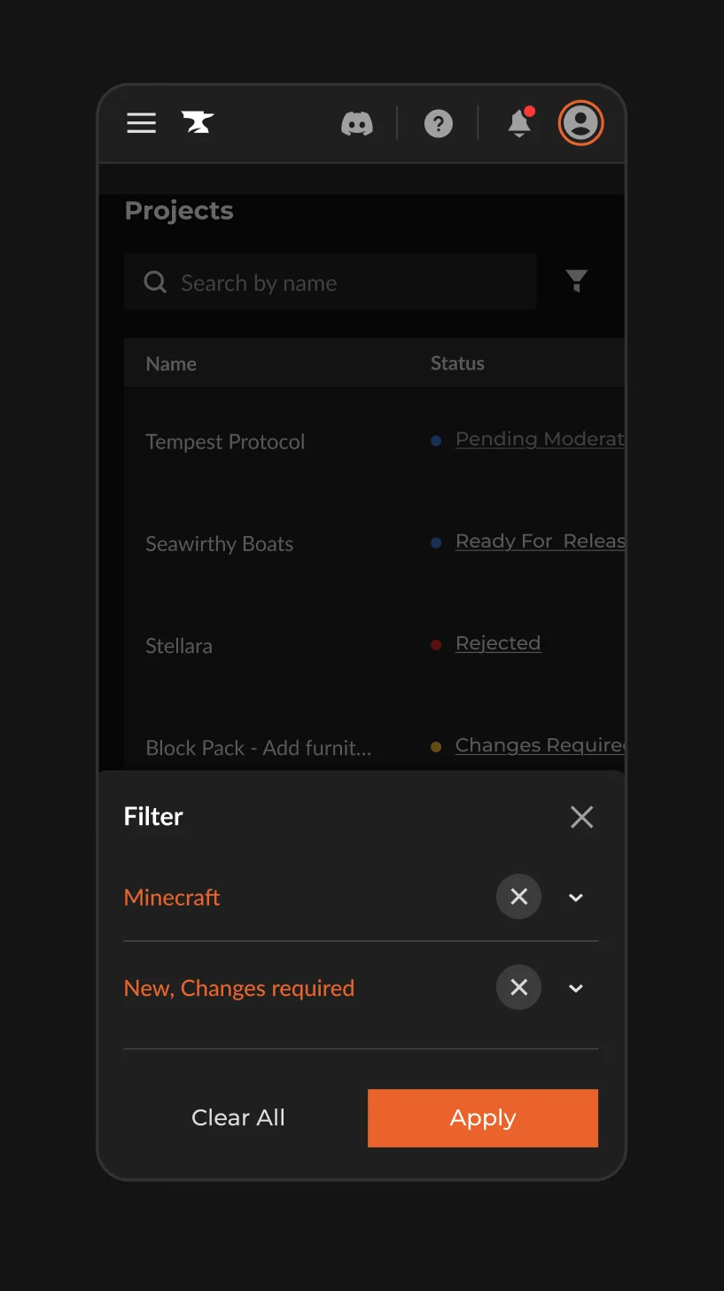 Filters drawer on mobile